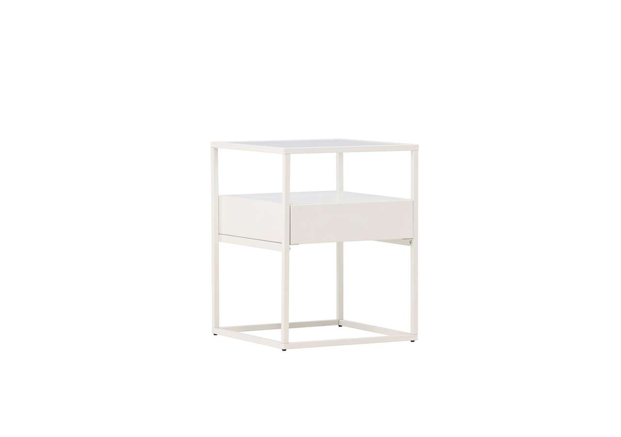 Svensk sängbord i vitt, moderna och funktionella sängmöbler för sovrum.