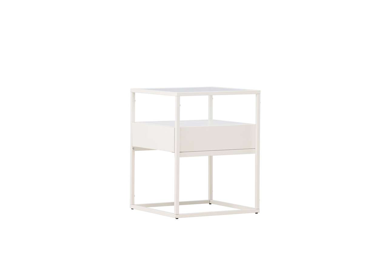 Liten sängram i vita kulörer för modern sovrumsdesign.