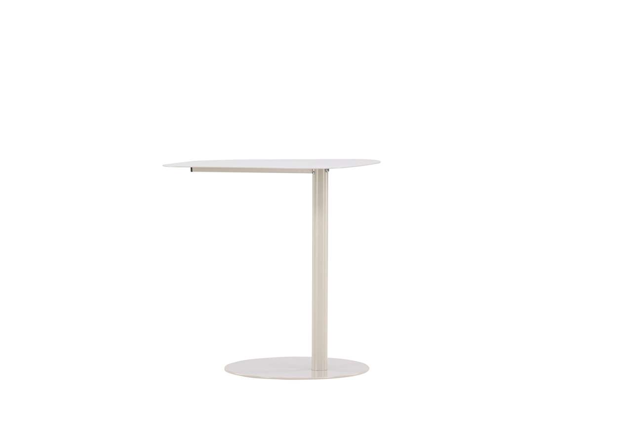 Minimalist vit bord med justerbar höjd, perfekt för moderna hem och kontor.