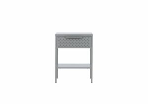 Sängfabriken grå sängkappa med förvaring och hyllor, modern design för sovrum.