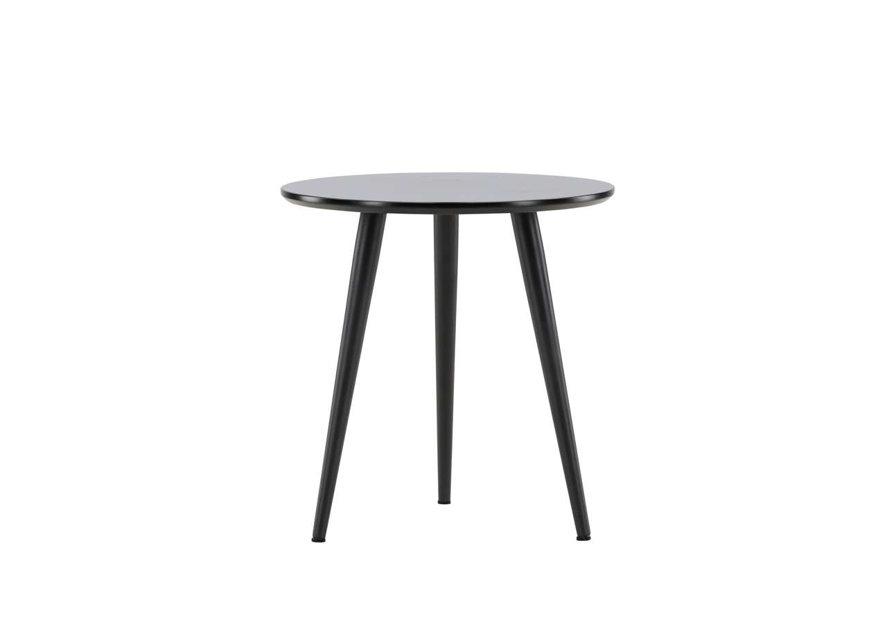 Modernt svart bord med tre ben, stilren design för hem och sovrum.