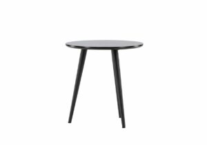 Elegant svart träbord med minimalistisk design för hem och kontor.