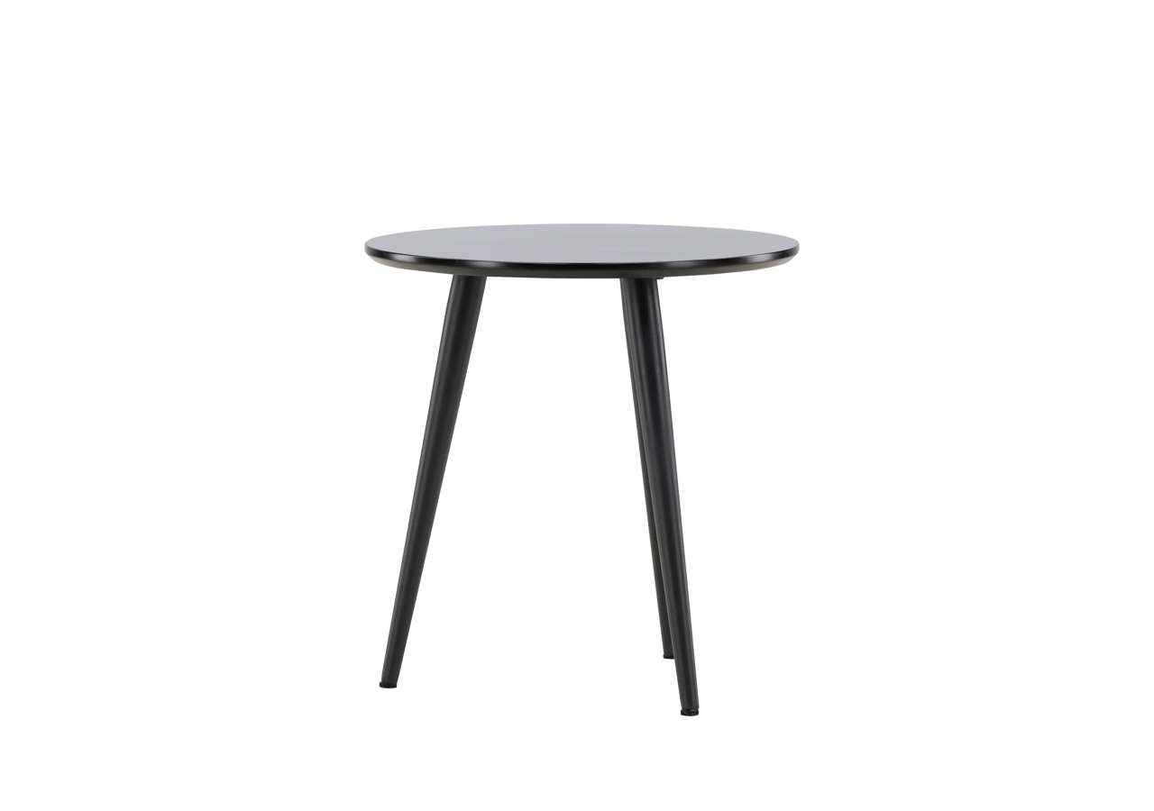 Elegant svart träbord med minimalistisk design för hem och kontor.