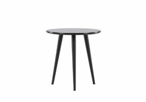 Elegant svart sidobord i trä, modern design för vardagsrum eller sovrum.