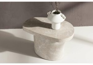 Sängfabriken modern nattduksbord i marmor med vas och vasslägningsdetaljer.