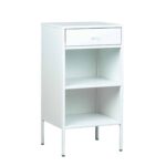 Sängfabriken sängbord i vitt med låda och öppet förvaring.