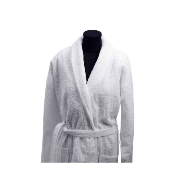 Morgonrock i fleece, ren och mjuk, perfekt för avkoppling och komfort.