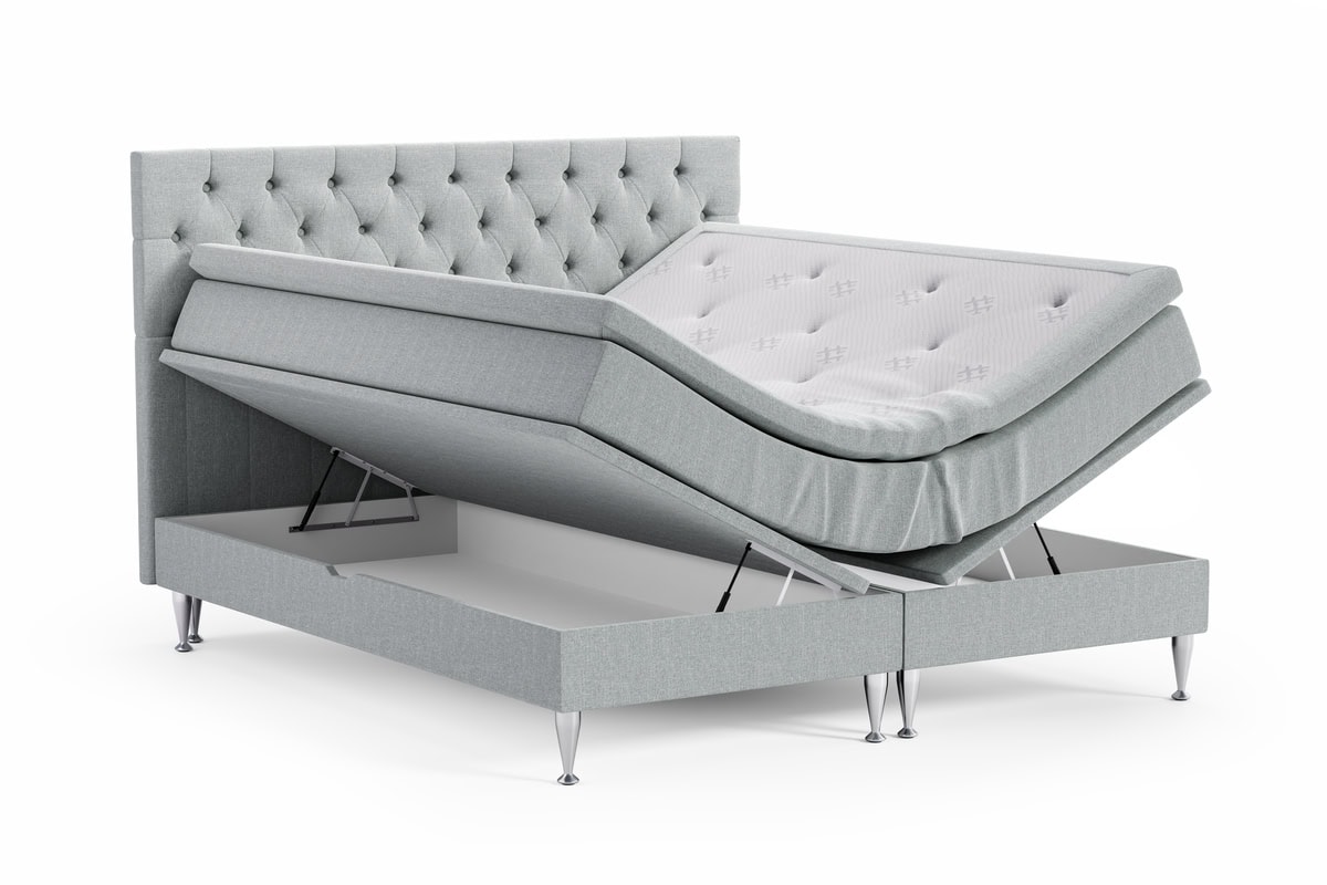 Hållbart och stilrent sultryttingsunderrede med förvaringsutrymme för sovrum.