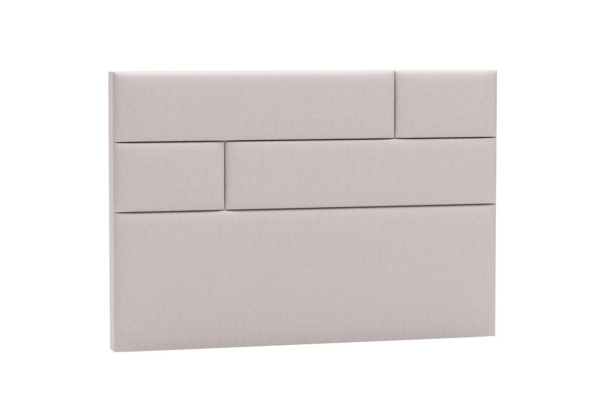 Svensk sänggavel i mjukt tyg för stilren sovrumsdesign och bekvämt stöd.