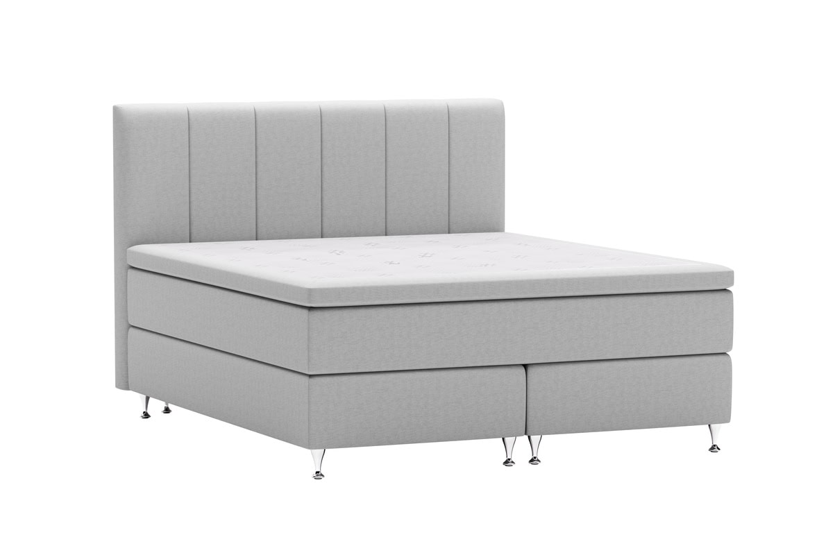 Sängram med sänggavel och madrass i grått, modern design, hög kvalitet, komfortabel sömn, Sängfabriken.