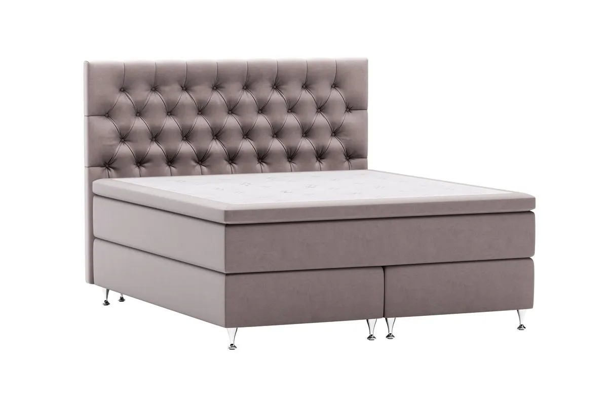 Bäddram, sengfabriken, lyxig säng med tuftat huvudgavel och bekvämt madrassstöd.