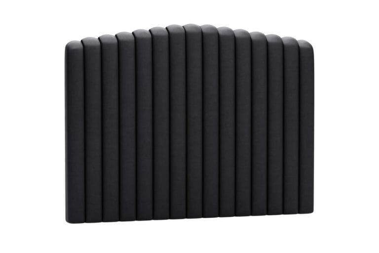 Snygg svart sänggavel i modern design för eleganta sovrum.