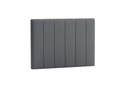 Elegant grå sänggavel i tyg för sovrum, modern design.