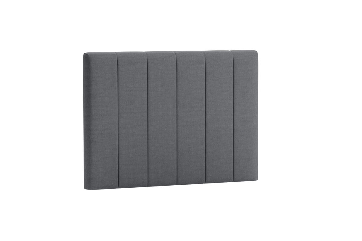 Elegant grå sänggavel i tyg för sovrum, modern design.