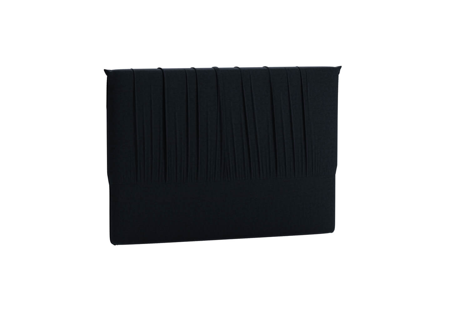 Sänggavel i svart tyg för modern sovrumsinredning.