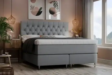 Sängfabriken säng med modern design och bekvämt huvudgavel i sovrum.