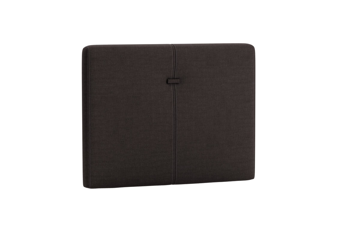 Sängfabriken sänggavel i mörkgrått tyg för modern sovrumsstil.