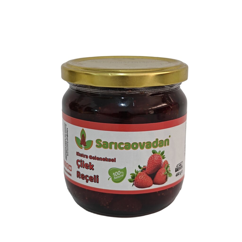 Yayla çileklerinden meşe odununda el yapımı koruyucusuz ve katkısız %100 pancar şekerinden çilek reçeli.