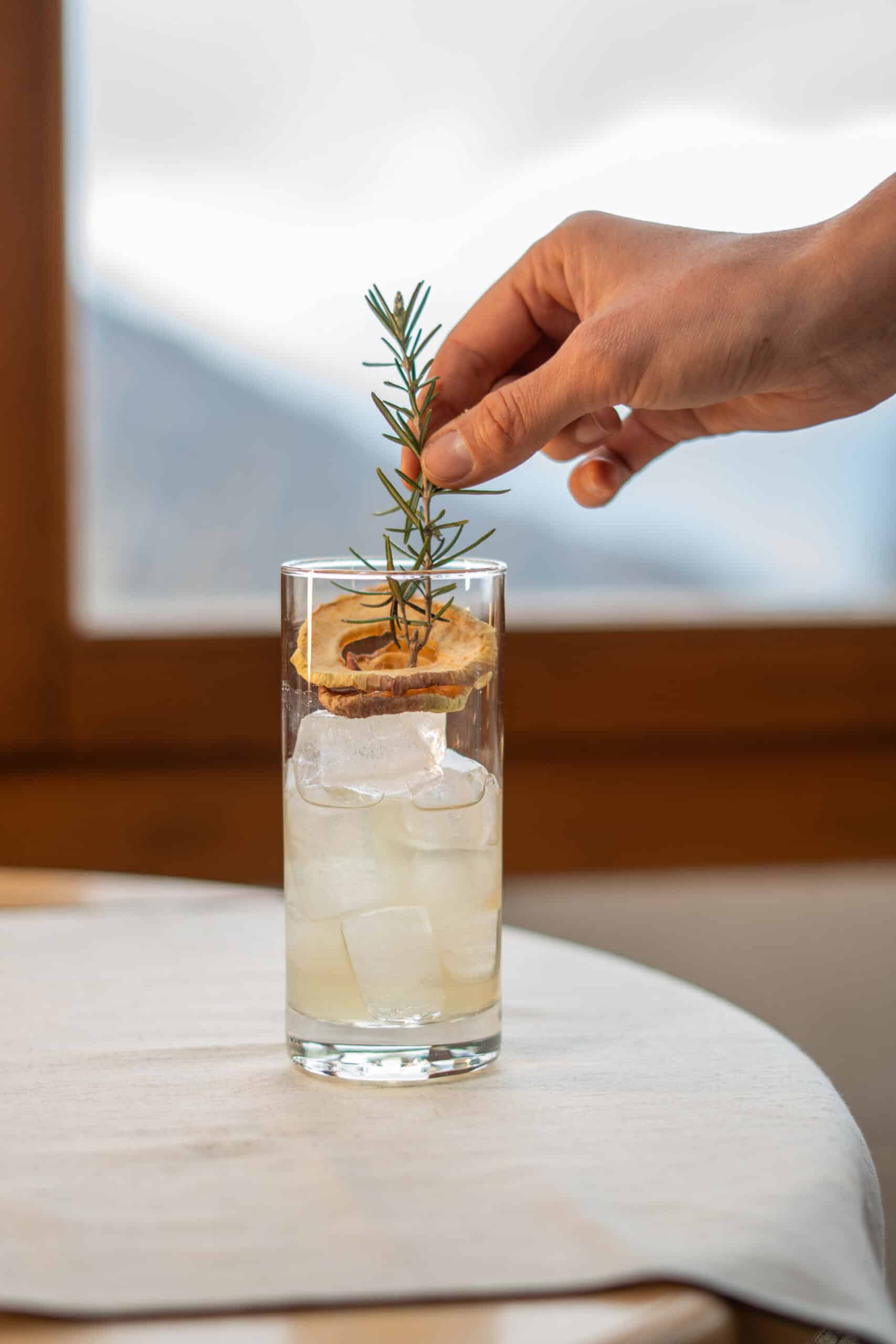 Handcrafted signature drink made with regional ingredients from Ticino at Sass da Grüm