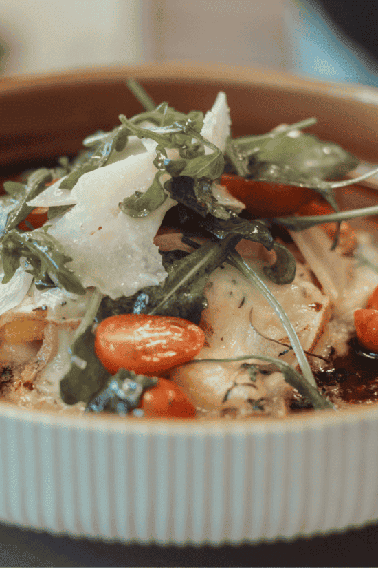 Organic vegetarian dish made with fresh local ingredients at Sass da Grüm in Ticino