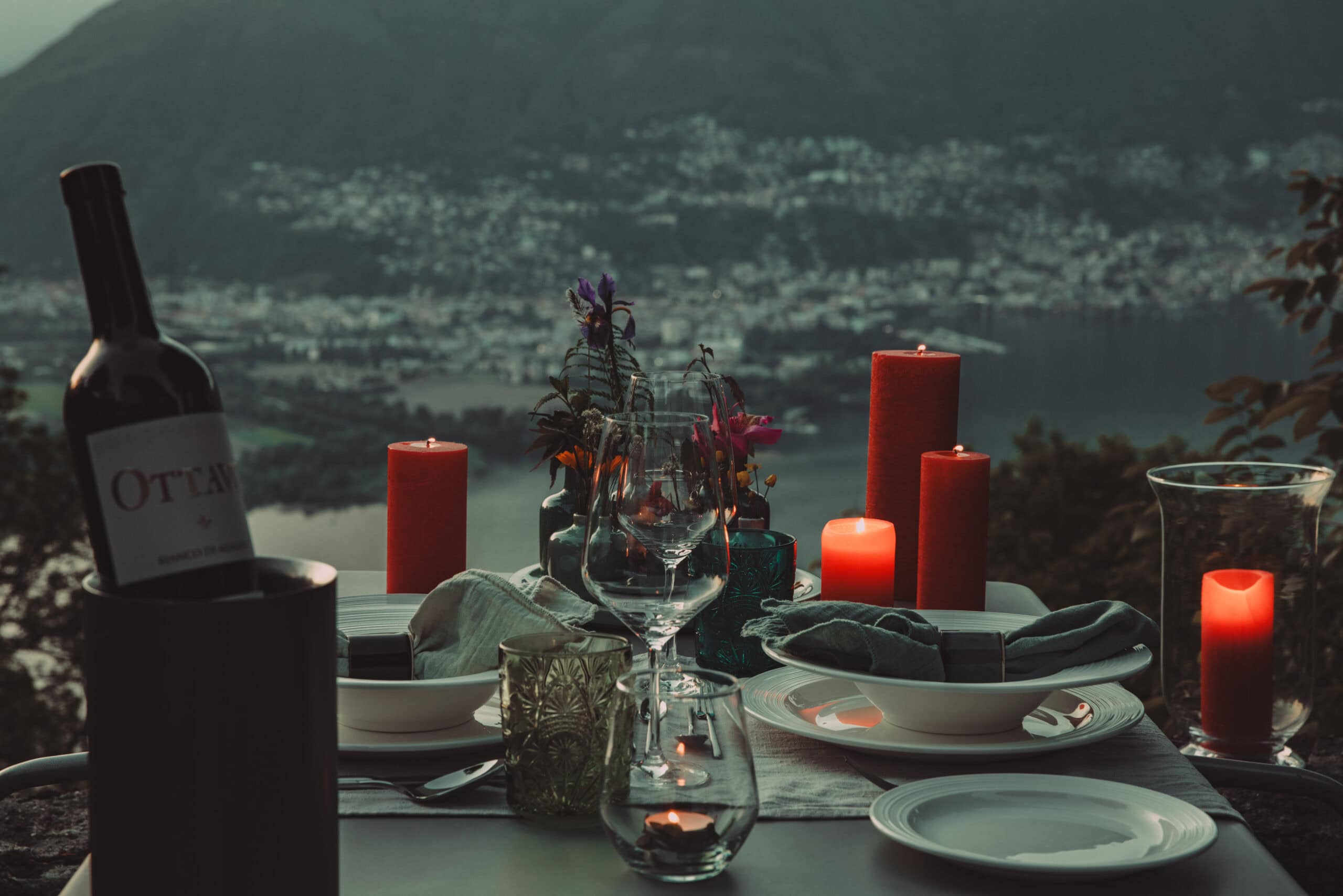 Romantic candlelight dinner at Sass da Grüm overlooking Lago Maggiore