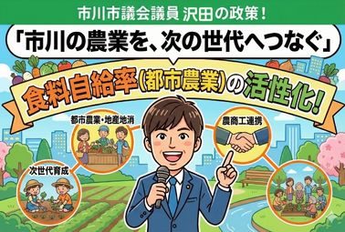 食料自給率(都市農業)の活性化、市川の農業を、次の世代へつなぐ