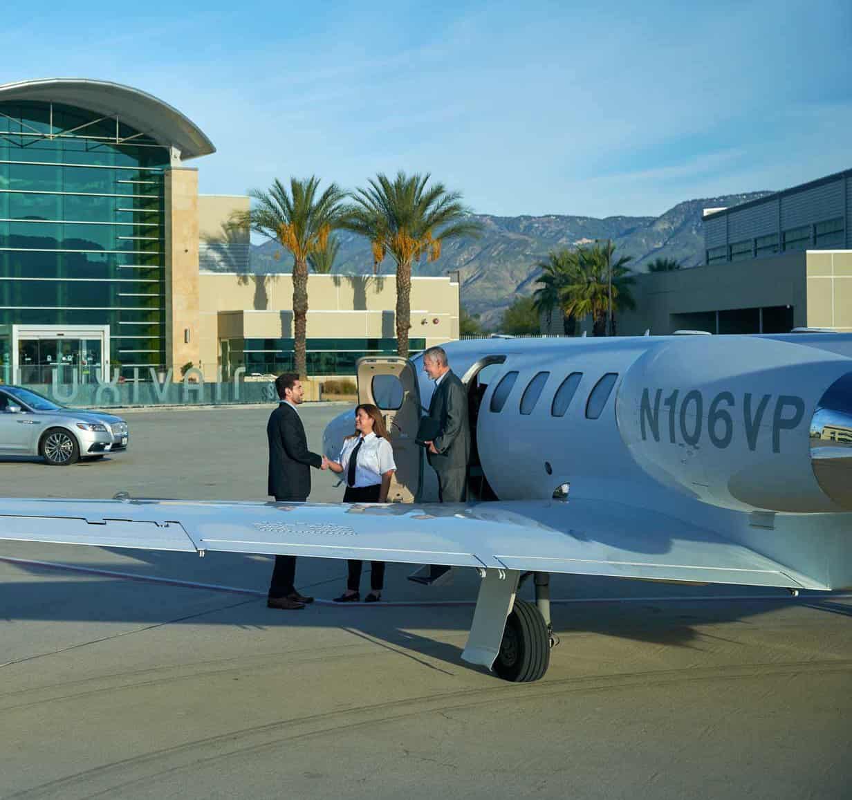 SBD Luxivair FBO Aircraft on Ramp with Passengers