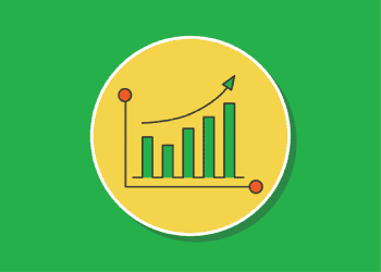 A generic graph with an upward trend arrow on a green background