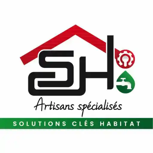 Logo Solutions Clés Habitat avec maison, outils et éléments de construction.