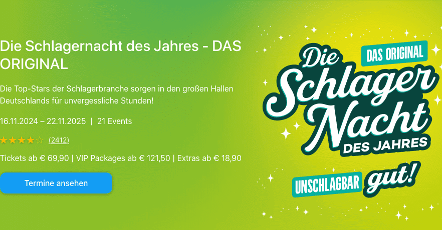 Tickets Schlagernacht des Jahres 2025