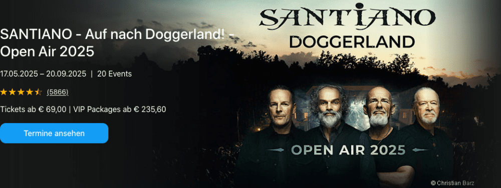 SANTIANO Open Air 2025 - Deutscher Schlager & Rock Festival, Tickets ab 69€, Erlebnis für Schlagerfans.