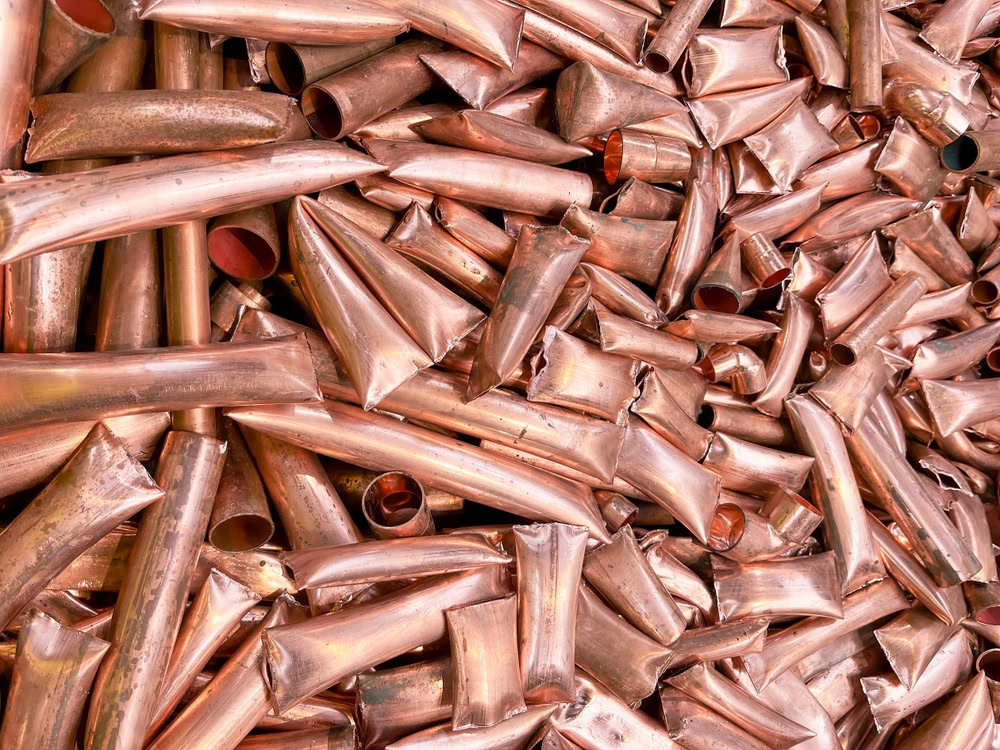 Pile of copper tubing scrap ready for recycling or sale in Australia.