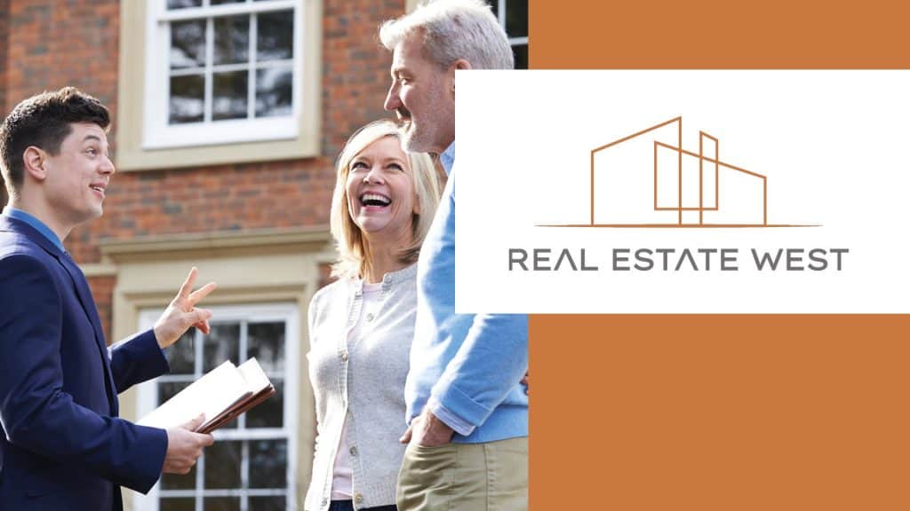 New homebuyers meeting with real estate agent outside a house in West Michigan, engaging in a friendly property consultation.