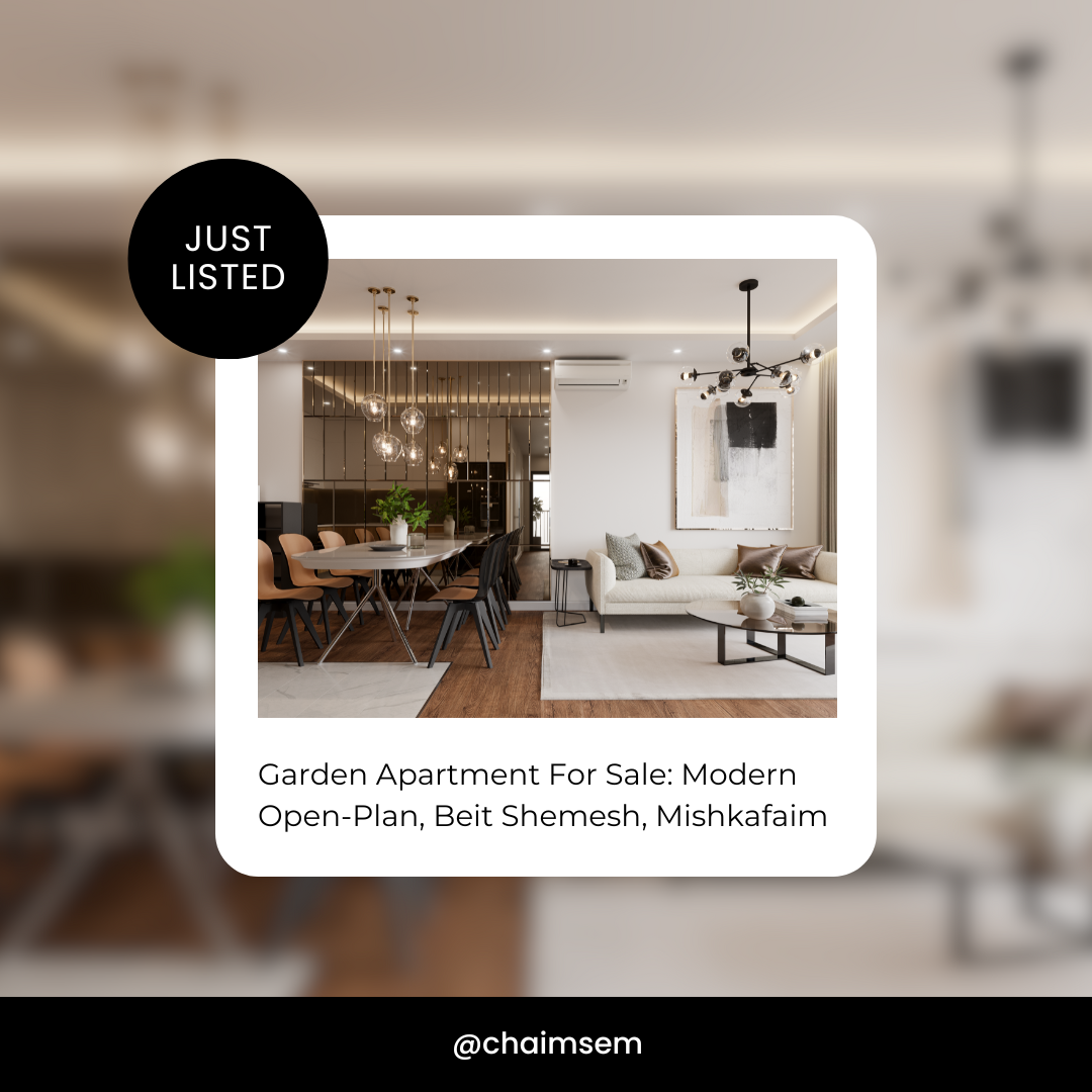Garden Apartment For Sale: Modern Open-Plan, Beit Shemesh, Mishkafaim 1