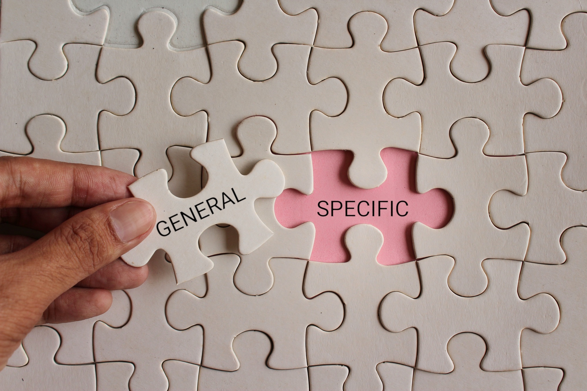 Jigsaw puzzle written with GENERAL and SPECIFIC.