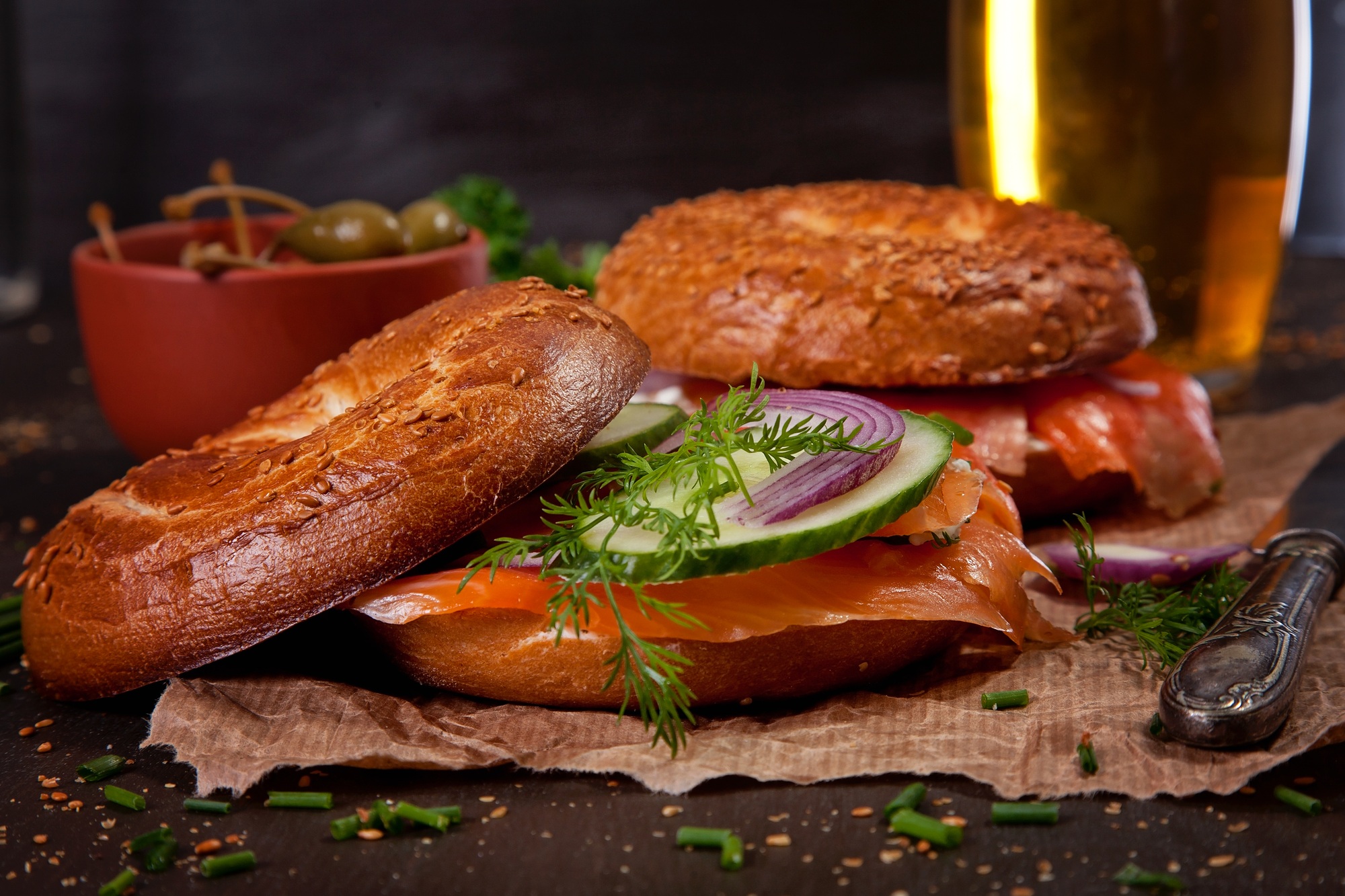 Rustick style diner with bagles