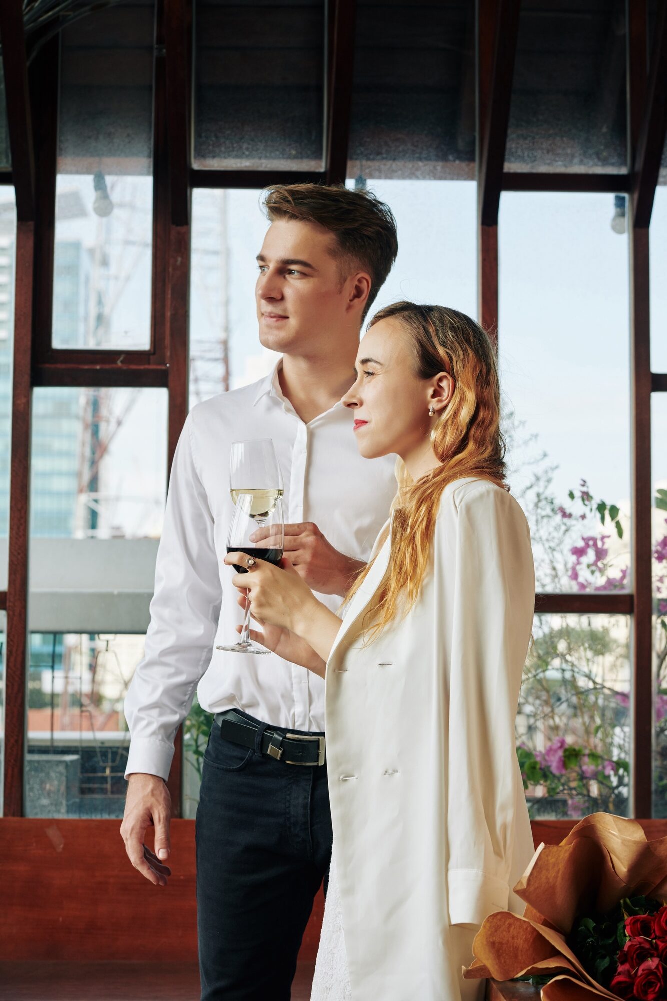 Couple with wine glasses