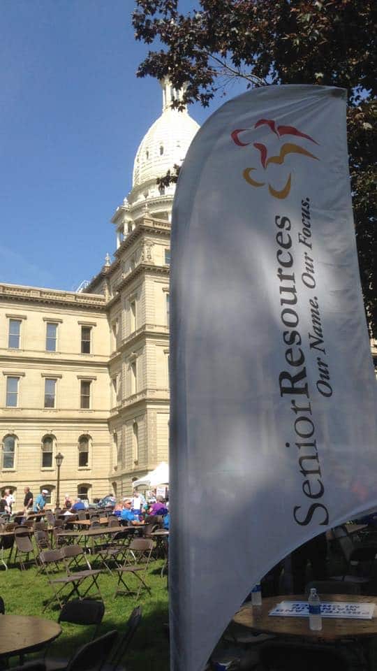 Senior Resources booth at Older Michiganians Day event in Lansing, MI.