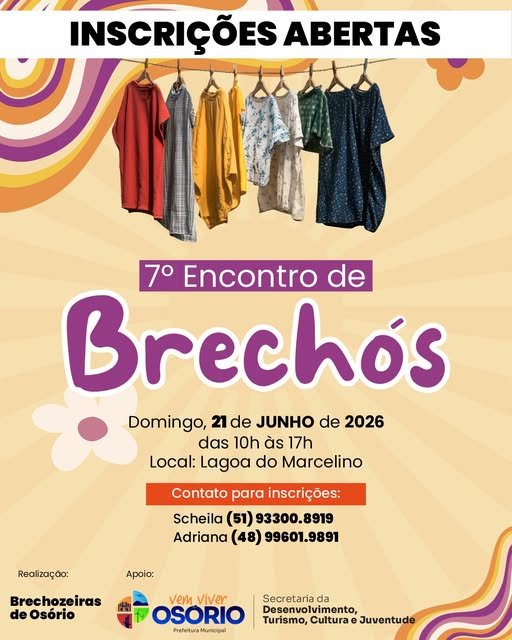 INSCRIÇÕES ABERTAS PARA O 7º ENCONTRO DE BRECHÓS EM OSÓRIO