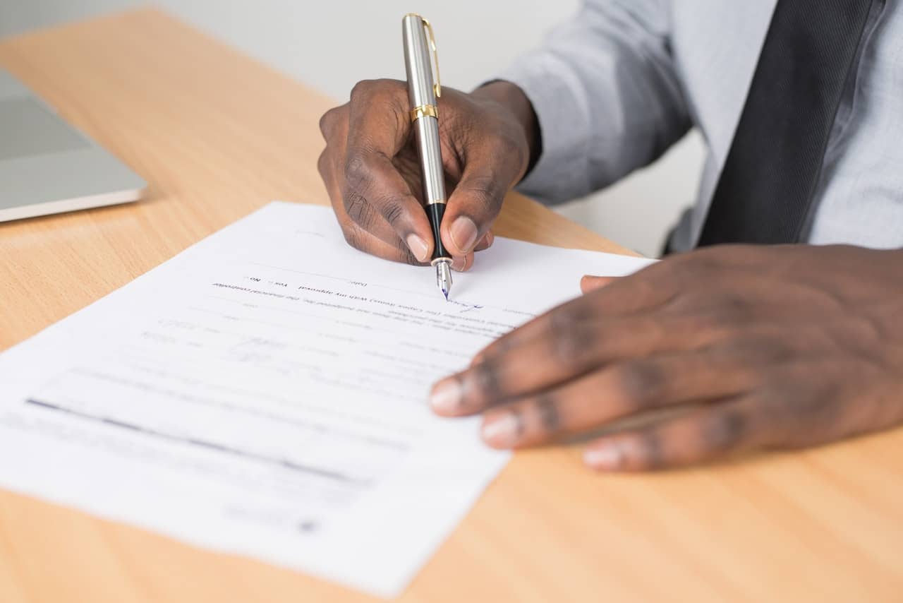 signing a legal document