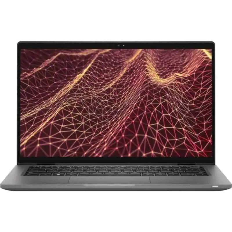 Ordinateur portable avec un fond numérique en réseau 3D, technologie moderne, idéal pour l'informatique et la cybersécurité.