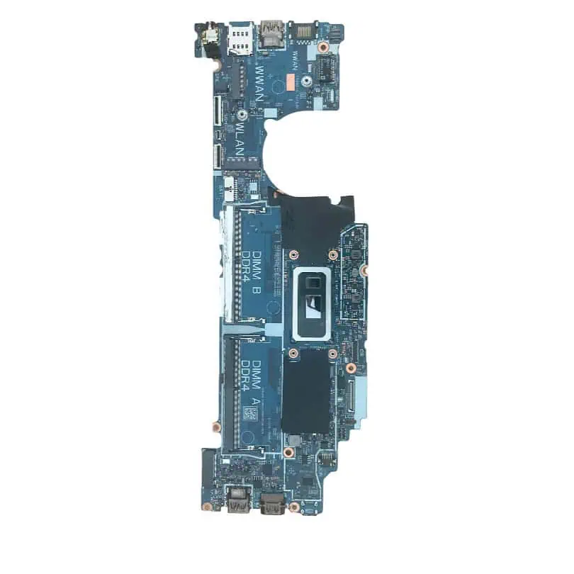Carte mère d'ordinateur avec composants électroniques visibles, utilisée pour la réparation ou la construction de PC.