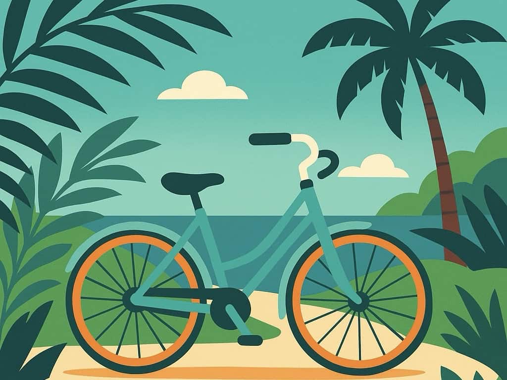 La Digue bike rental — bicycles on a tropical beach path