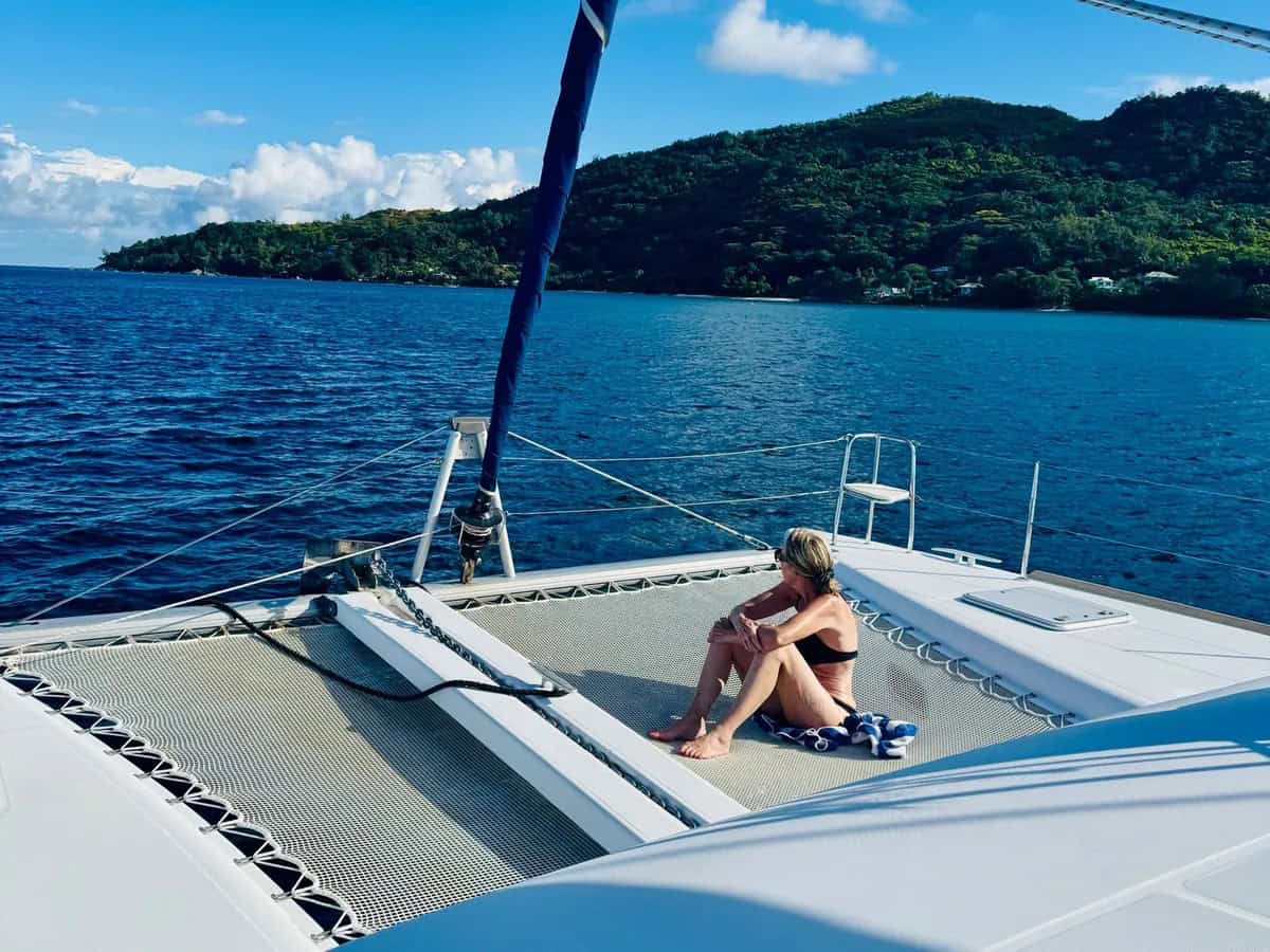 Catamaran sailing — Praslin waters