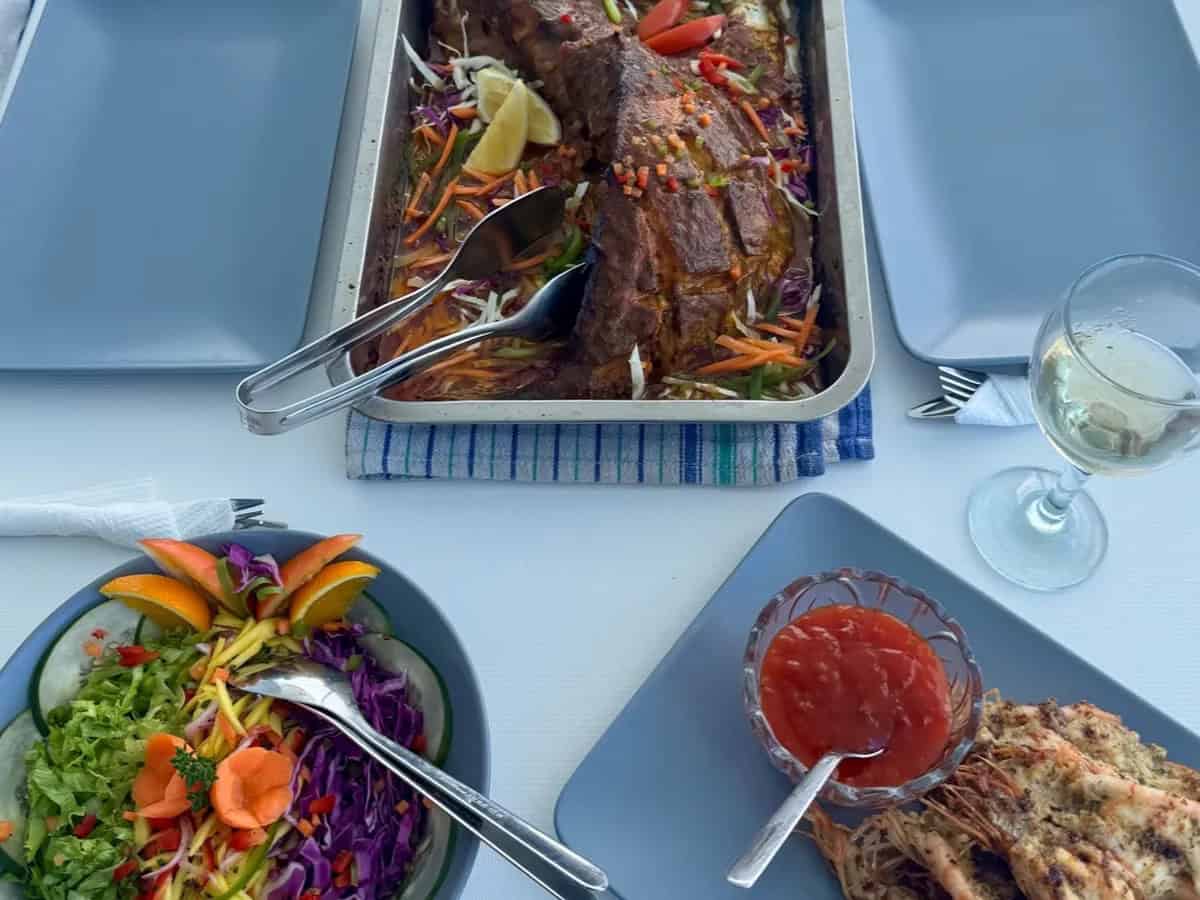 On deck — net lounge area