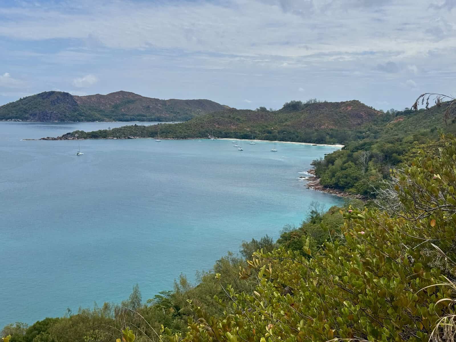 Shaded section of the hiking trail between Anse Lazio and Anse Georgette