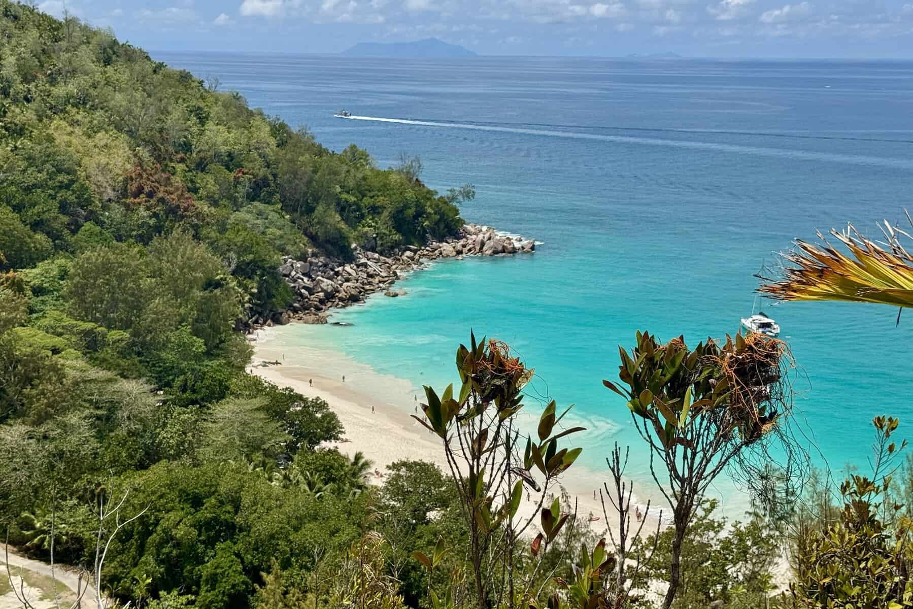 Coastal hiking trail between Anse Lazio and Anse Georgette on Praslin, Seychelles