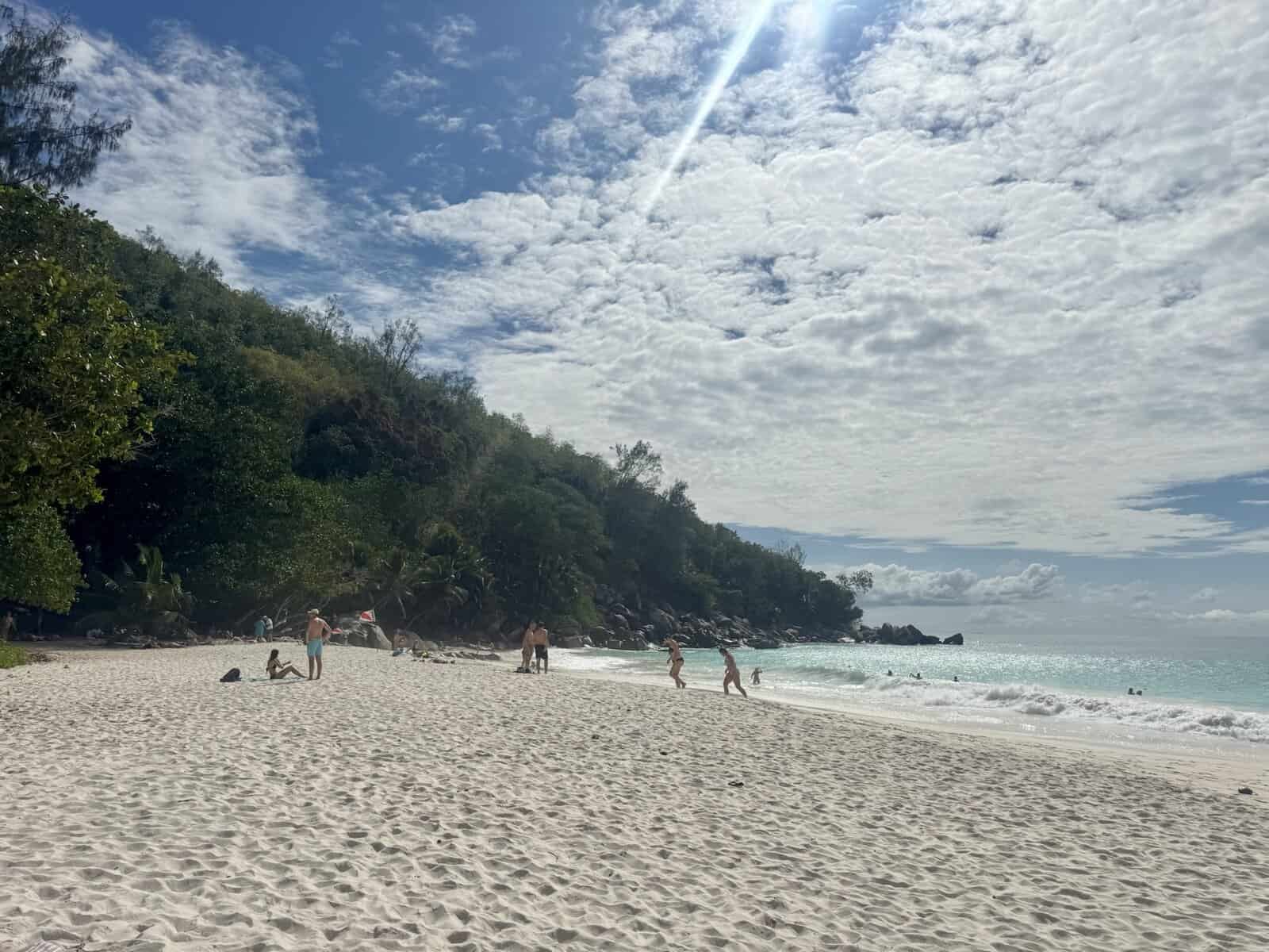 Anse Lazio beach area near the start of the coastal trail on Praslin