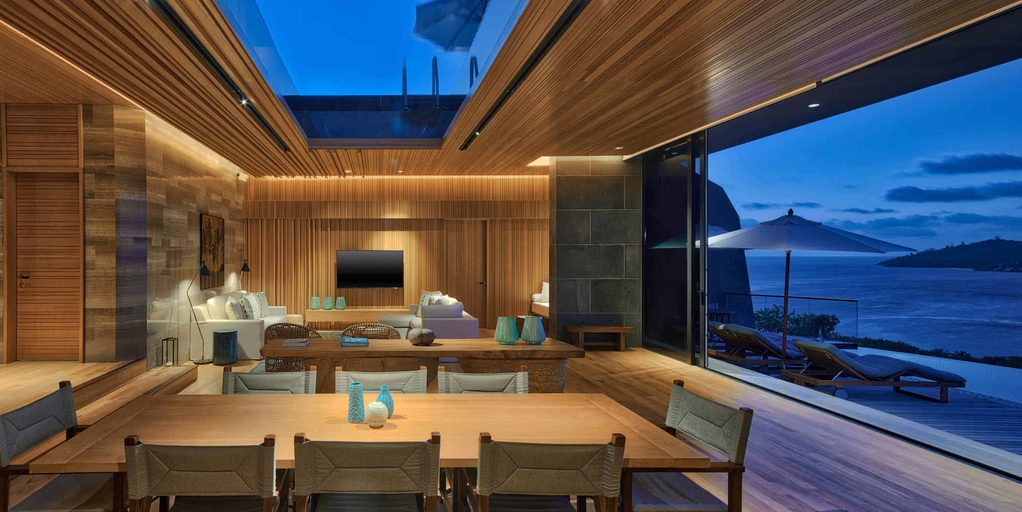 four bedroom residence living room evening