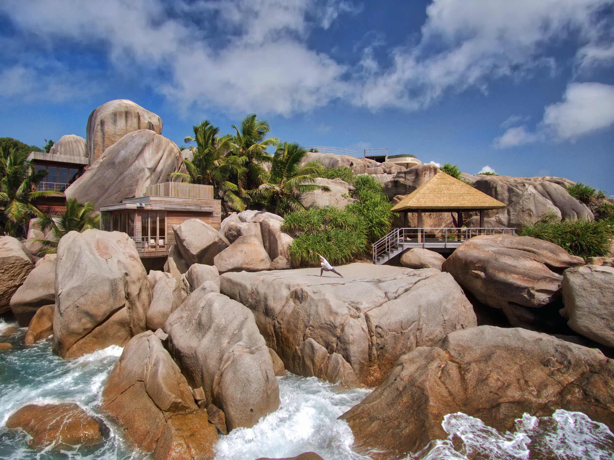 spa aerial yoga on the rock